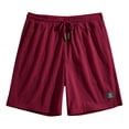 thumbnail image 3 of Nestiefly Mens Casual Waffle Shorts Cotton Drawstring Shorts Stretch Elastic Waist Summer Beach Lounge Sweat Shorts Deep Red 2XL, 3 of 5