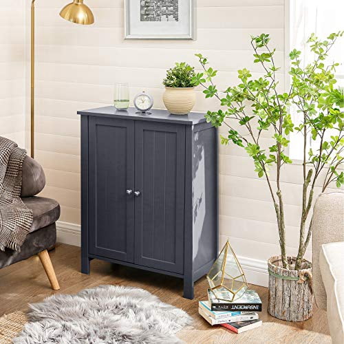 Floor Storage Cabinet,  Storage Unit with 2 Adjustable Shelves,  Cabinet Freestanding, Slate Gray