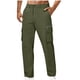 thumbnail image 1 of Pantalones largos para hombre, lisos, informales, con bolsillos, botones y cremallera, cintura elástica, rectos, para exteriores, cargo, de poliéster., 1 of 5