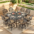 thumbnail image 4 of VIVIJASON 9-Piece Outdoor High Patio Dining Set, Free-Rust Cast Aluminum Patio Bar Table and Chairs Set with 8 Swivel Bar Stools & 64" Bar Height Dining Table for Backyard, Lawn, Garden, 4 of 8