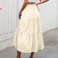 thumbnail image 5 of Wutalume Women's Fashion Summer Bohemian Solid Color Elastic Waist A-Line Pocket Half Length Skirt, Casual and Beachwear Style,Khaki L, 5 of 7