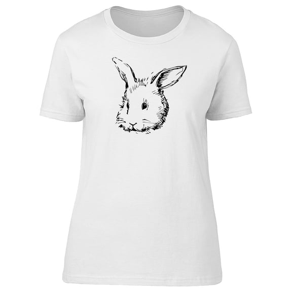 Fluffy Rabbit Head Pen Art Tee Women's -Image by Shutterstock