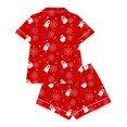 thumbnail image 4 of MEZZALL Women Christmas Snowman Print Pajama Sets Lapel Short Sleeve Button Down Tops with Shorts Autumn Holiday Wear 2 Piece Sleepwear, 4 of 9