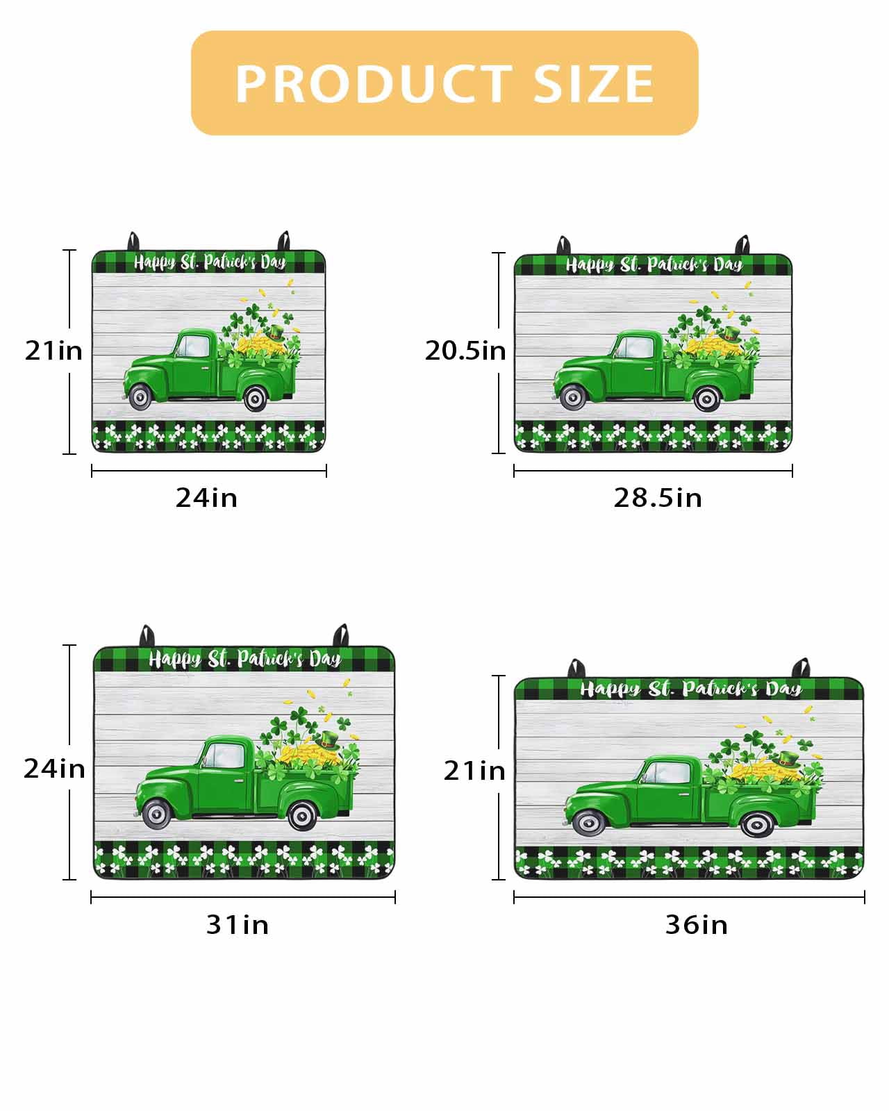 Large Induction Cooktop Protector Mat St. Patrick's Day Stove Top Covers for Electric Stove, Spring Lucky Grass Truck Gray Wood Plaid Decorative Stove Burner Cover Mats, Glass Top Stove Cover