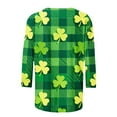 thumbnail image 5 of Funny St Patricks Day Shirt Women Crew Neck 3/4 Sleeve Top Clover Print Shirt Irish Green Blouse Casual Loose Fit Tees Tops, 5 of 6