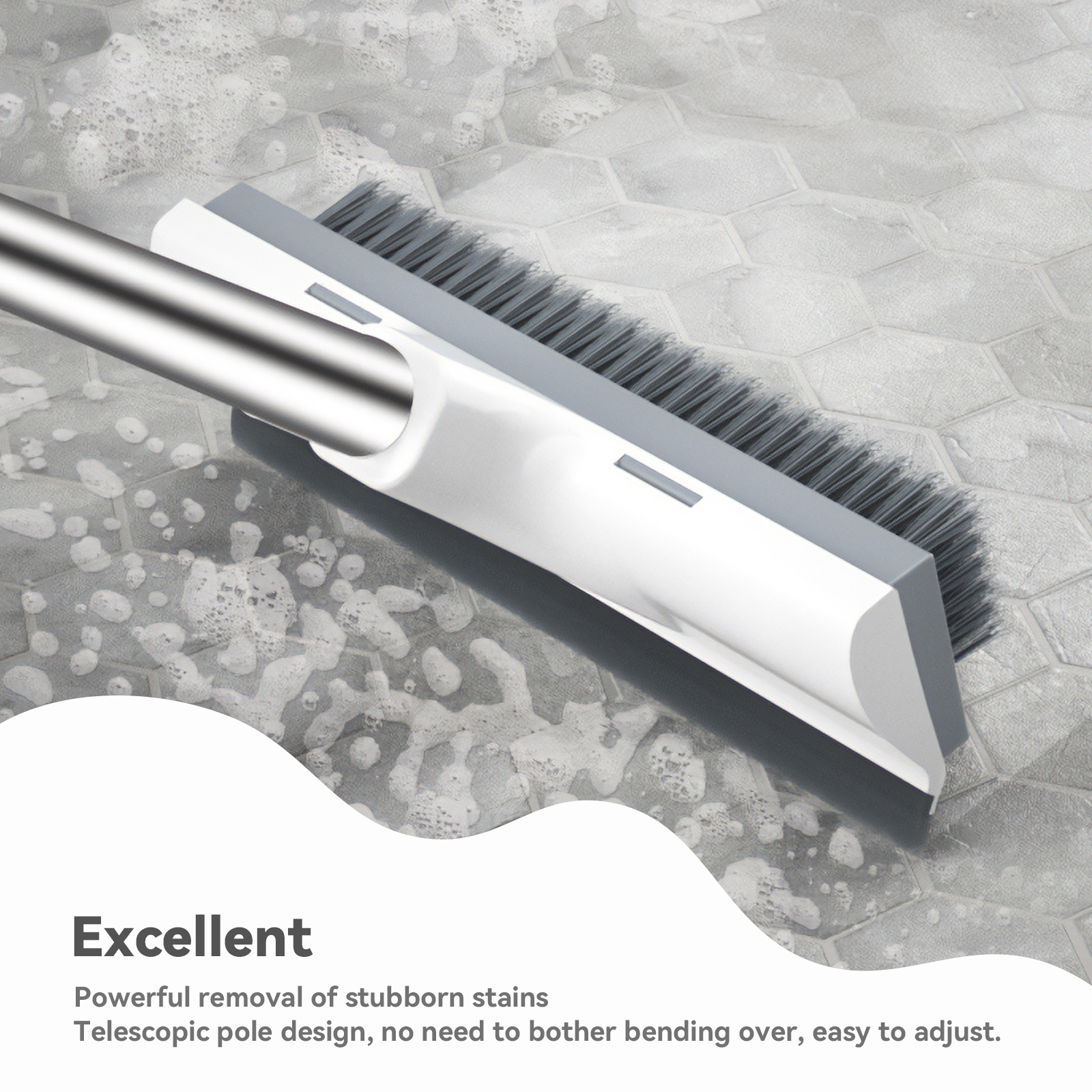 Fuvuan Floor Scrub Brush with Long Handle, 2-in-1 Squeegee photo 3