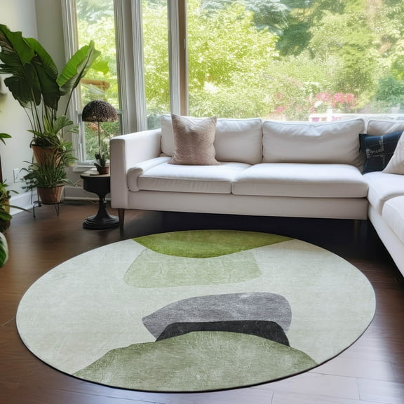 Addison Rugs Machine Washable Indoor/ Outdoor Modern Abstract Chantille Rug Green - 8' x 8'
