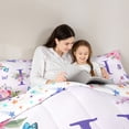 thumbnail image 4 of Homewish Flower Monogrammed H Bedding Comforter Set 7pcs for Kids, Cartoon Butterfly Queen Bedding Sets, Purple Initial Letter Reversible Queen Sheet Sets, Microfiber Bedroom Decor, 4 of 7