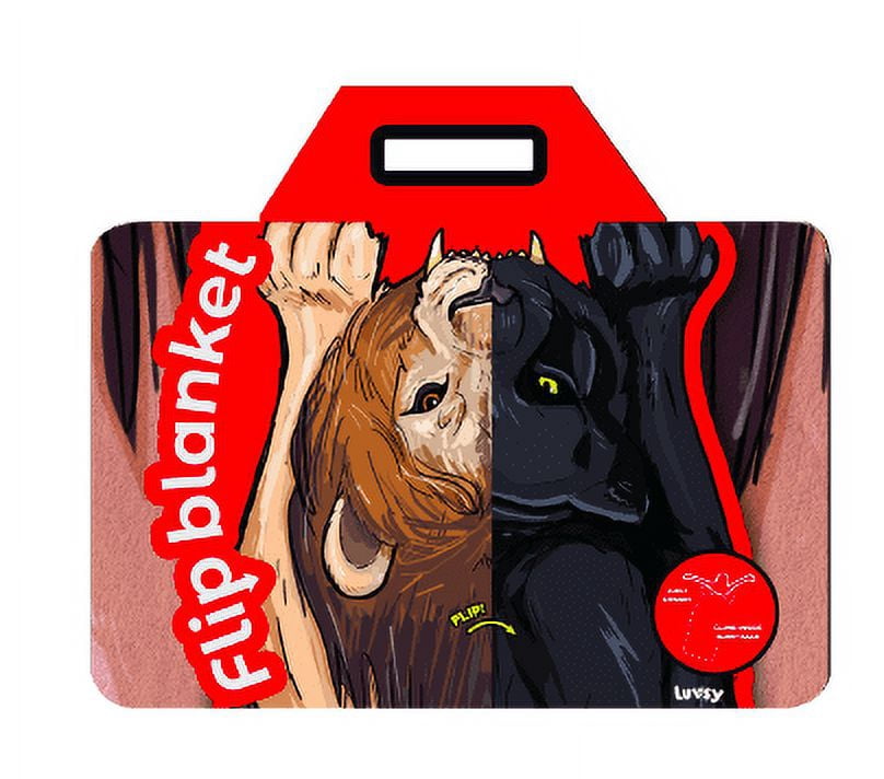 Luvsy Flip Blanket - Lion & Panther, 2 Blankets in 1