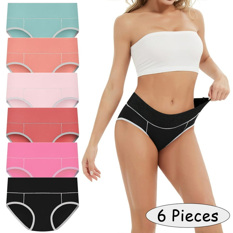 Shpwfbe Womens Underwear Tummy Control Underwear 5 Pieces Underpants  Patchwork Color Underwear Panties Bikini Solid Womens Briefs High Waisted