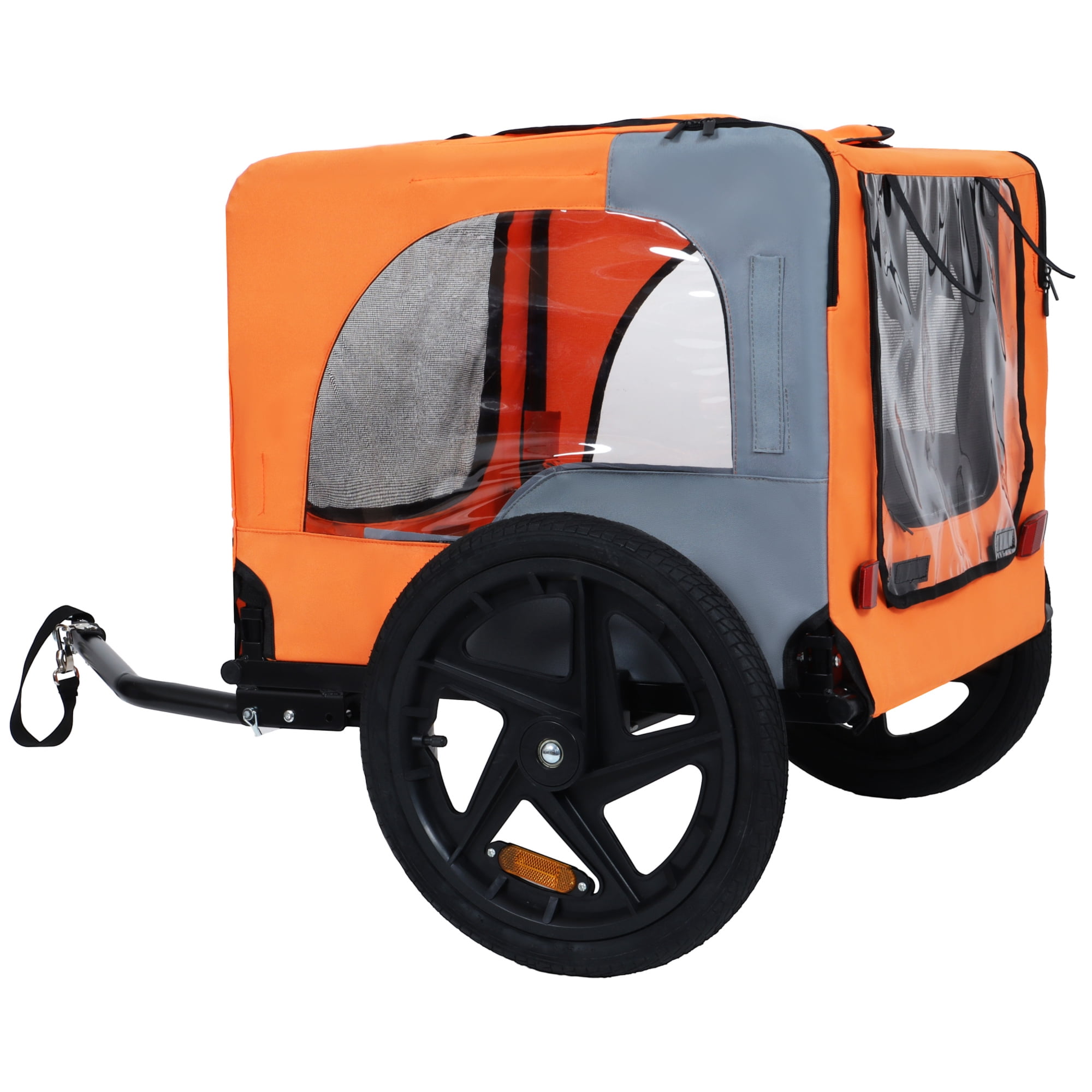 Outdoor Collapsible Pet Bike Trailer with 16-Inch All-Terrain Wheels – Foldable Dog/Cargo Carrier Cart for Bicycles