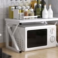 thumbnail image 1 of Wooden Microwave Stand Shelf, Kitchen Toaster Storage Organizer, Home Office Storage Stand Rack, for Printer and Microwave, Save Space (White-B, 21.2 * 13.7 * 14.1in), 1 of 8