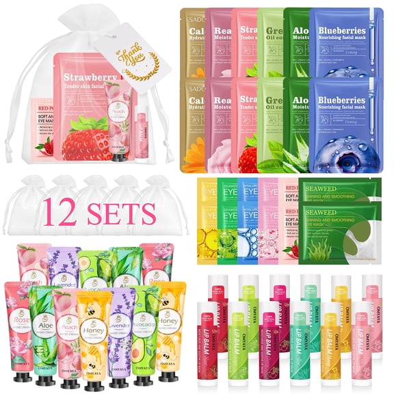 Set de regalo de spa LFENYIGI, 72 piezas, máscara facial, bálsamo labial y crema de manos