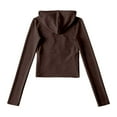 thumbnail image 5 of Bibifish Womens Hoodie Light Color Full Zip Up Drawstring Hood Cropped Fit Soft Fabric Casual Daily Outings Stylish Comfortable Hoodie, 5 of 9