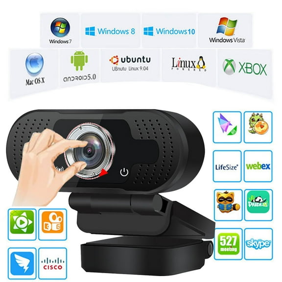 FIEWESEY Webcam With Microphone, 1080P HD Streaming USB Computer Webcam [Plug And Play] [30fps] Suitable for  PC Desktop Laptop Web Camera (Black)