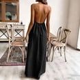 thumbnail image 5 of THDHVS Maxi Dress,Solid Color Halter Backless Loose Dress Casual Beach Vacation Style for Summer,Summer Dresses for Women Black S, 5 of 6