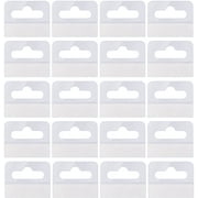 CJUAN 200 Pieces Clear Sticky Hanging Tabs, Slot Hole Self Adhesive Hang Tabs, Tag Hook for Sale Items, Store Retail Display (1.8x1.6inch)