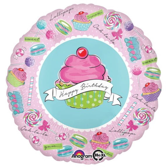 burton & burton happy birthday sweets with cupcake foil mylar balloon
