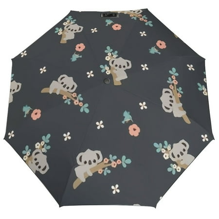 

ANYWAY.GO Windproof & Water-Resistant Compact Foldable Travel Umbrellatotes Cute Cartoon Koala Floral Portable Travel Umbrella，Diameter 42.5 in