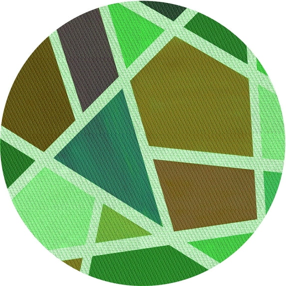 Ahgly Company Indoor Round Patterned Stoplight Go Green Area Rugs, 6' Round