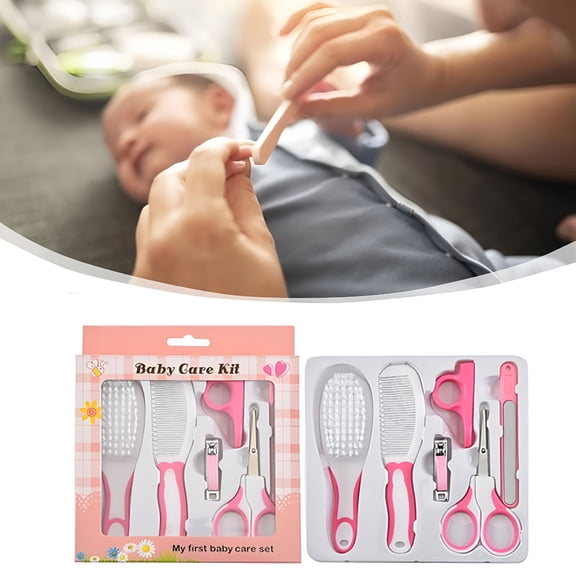 XIRQI 6PCS Baby Grooming Kits,First Aid Kits,Baby Care Kits,Baby Brushes,Nail Clippers,Nose Hygienicers And Other Beauty Kits