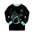 thumbnail image 6 of Hessimy Toddler Boys Girls Spring Summer Crewneck Long Sleeve Ocean cartoon Print Sweatshirt & Pants Cute Set（Black，3-4 Years）, 6 of 6
