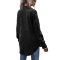 thumbnail image 7 of Musuos Women Juniors Shacket Corduroy Shirt Jacket, Solid Color Lapel Outerwear with Pockets, 7 of 7