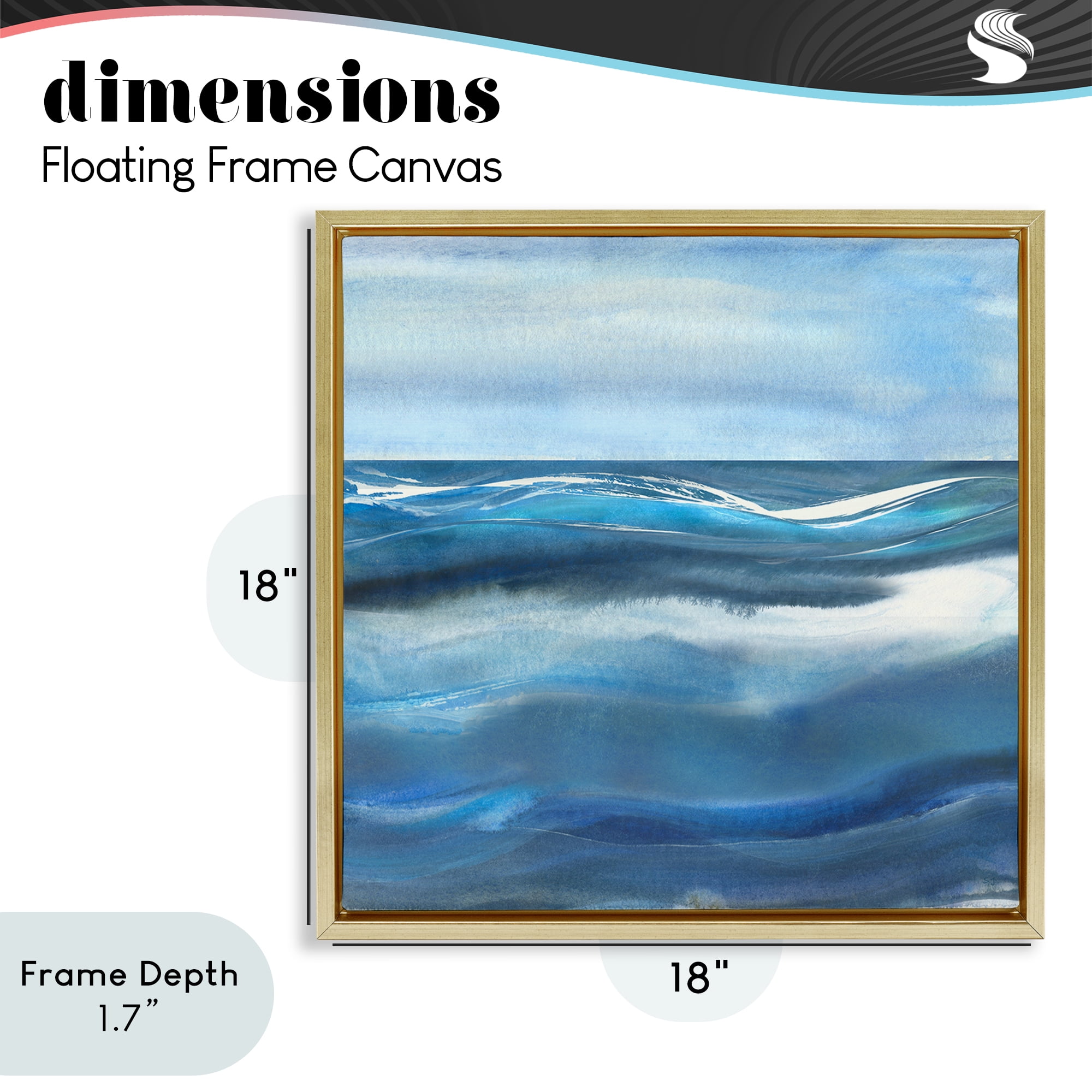 Stupell Industries Calm Expanse of Ocean Waves Gold Framed Floater Canvas Wall Art, design by Susan Jill