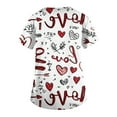 thumbnail image 5 of Lumtrix Valentines Scrub Tops Women Cute Side Slit Shirt Heart Print Plus Size V Neck Short Sleeve Nursing Uniform with Pockets White 2XL, 5 of 5