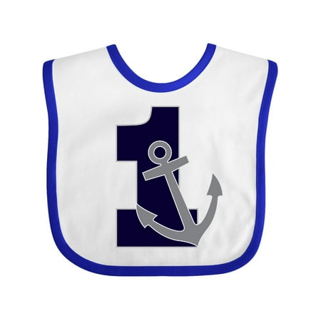 Personalized 1st Birthday Bib - First Birthday Nautical Anchor 1 Year Old Baby Bib