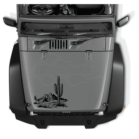 AnyStickerYouWant - Dessert Cactus Canyon Range Scene Vinyl Decal Sticker 2, 22" Tall Waterproof Vinyl Hood Decal - Fits on & Compatible with Jeep Wrangler & Jeep Gladiator