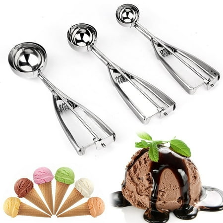 

One Sight Stainless Steel Ice Cream Scoop Spoon Spring Handle Masher Cookie Scoop 3 Size