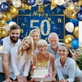 thumbnail image 5 of 50th Birthday Decoration, MMTX Blue Gold 50th Birthday Decoration Man Woman Happy Birthday Banner Triangle Banner Gold Confetti Balloon, 50th Birthday Party Decoration, 5 of 7