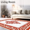 thumbnail image 2 of ODIKA 4'x6' Machine Washable Non-Slip Area Rug, Faded Rococo Filigree with Interlocking Palmette Scroll High Traffic Rug, Red, 659036, 2 of 7