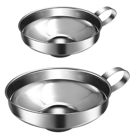 

2PCS Funnel Thickened Stainless Steel Wide Mouth Funnel Salad and Jam Funnel