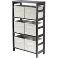 thumbnail image 2 of Winsome Wood Capri 7-Pc Storage Set, 3-Section Shelf & 6 Foldable Beige Fabric Baskets, Espresso Finish, 2 of 2