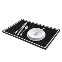 Unique Bargains Waterproof Dish Drying Mat with Concave Design Black 17.7*11.8*0.4 inch