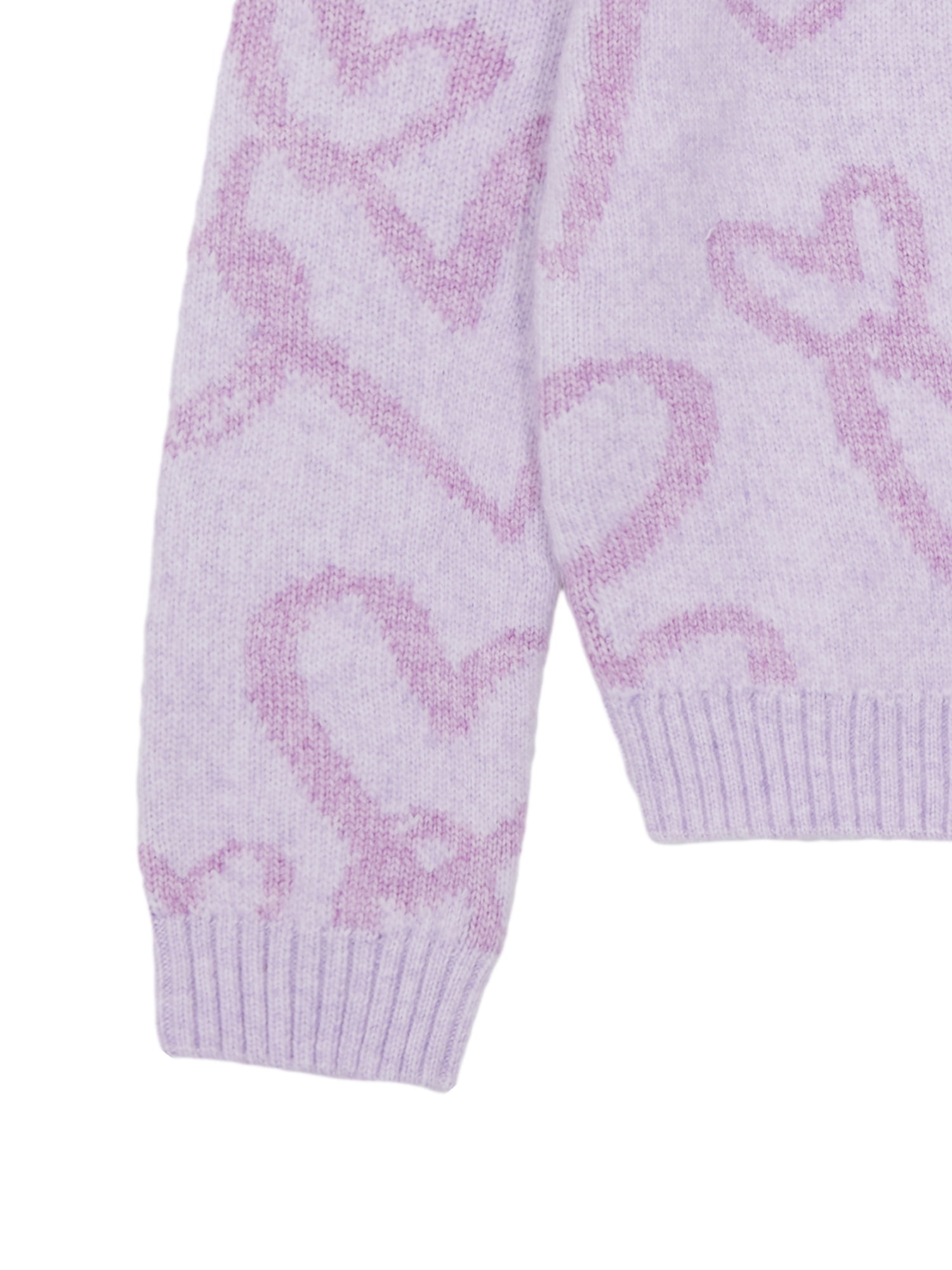 Wonder Nation Girls Novelty Feather Yarn Heart Icon Sweater, Sizes 4-18 & Plus