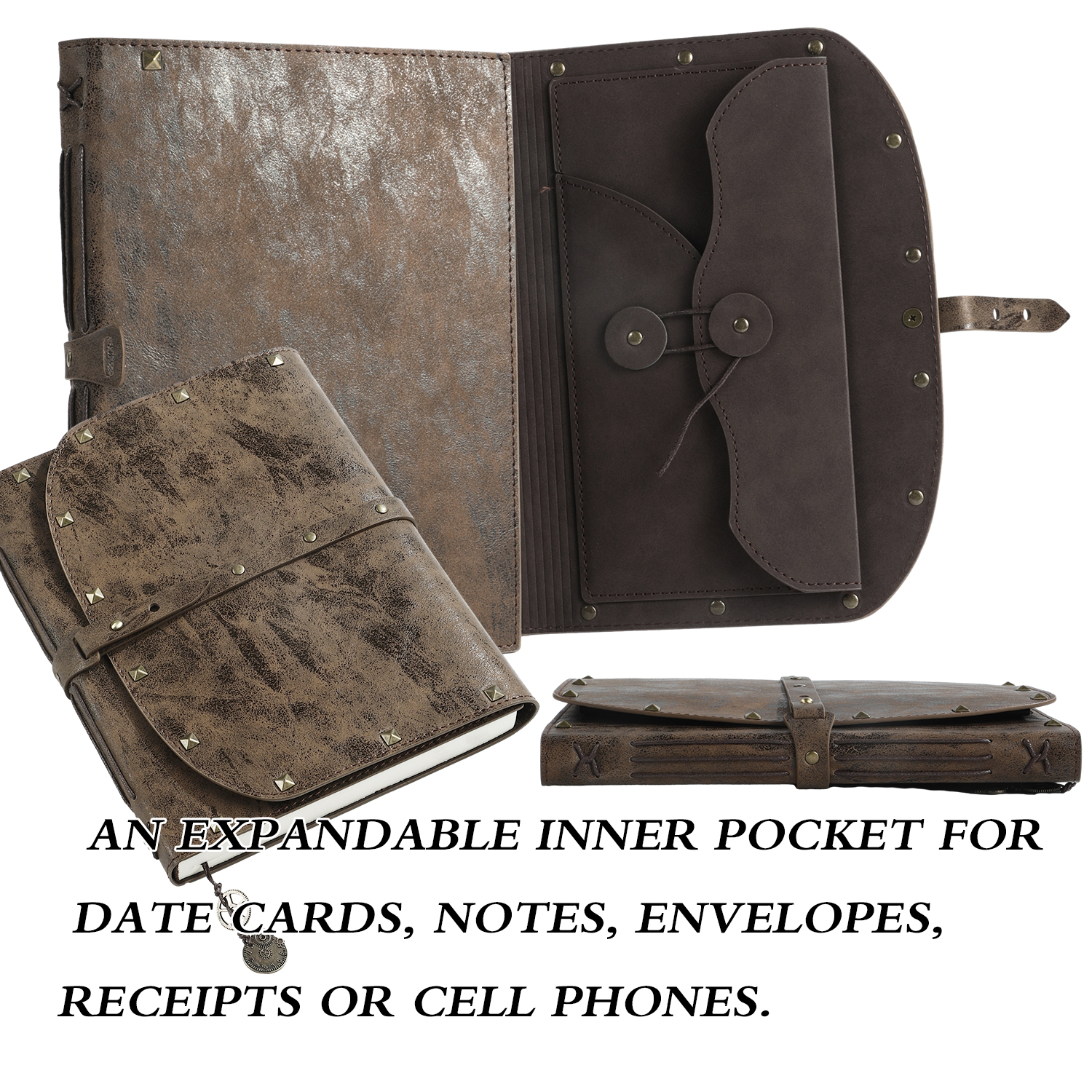 Notebook/Journal for Women Men 288 Pages A5 Hardcover Leather Journals for Writing,Travel,Business,Work & School,College Ruled Notebooks for Note Taking, Diary Notepad 7.3"×9.3" Khaki