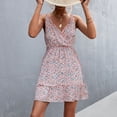 thumbnail image 2 of Vestido corto cruzado con escote en V, vestido floral sin mangas para mujer Vestido floral sin mangas para mujer Vestido floral con escote en V para mujer Diseño elevado, 2 of 6