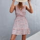 thumbnail image 2 of Vestido Corto ANGGREK con Dobladillo con volantes cintura alta cuello en V sin espalda con Cinturón Suave, 2 of 6