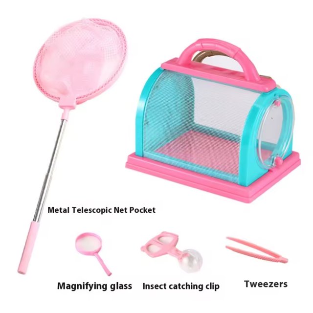 Eco-Friendly Kids' Outdoor Insect Explorer Kit: Butterfly Net, Observation Cage, Magnifier, and Tweezers for Nature Discovery