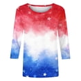 thumbnail image 3 of Felirenzacia Big and Tall Women's Independence Day Graphic Pullover Tee Tops Casual Printed 3/4 Sleeves T Shirt Blouse S, 3 of 5