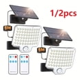 thumbnail image 2 of Outdoor Solar Security Spotlight, 240 LEDs 3000 Lumens, Motion Sensor, Remote Control, 3 Lighting Modes, 5m Cable, Waterproof for Porch, Patio, Garage, Garden  Eaves, 2 of 11
