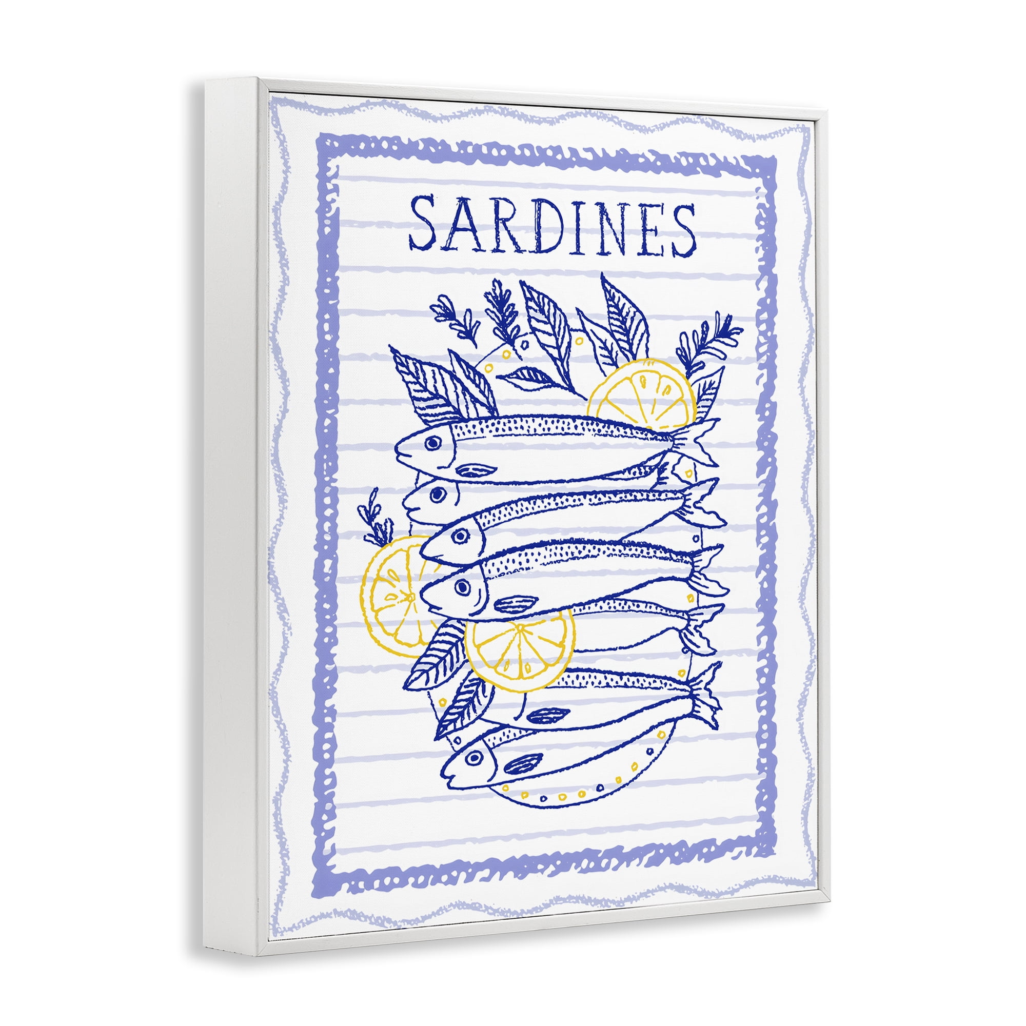 Stupell Industries Sardines Pile with Lemons White Framed Giclee Art, design by Creative Studio
