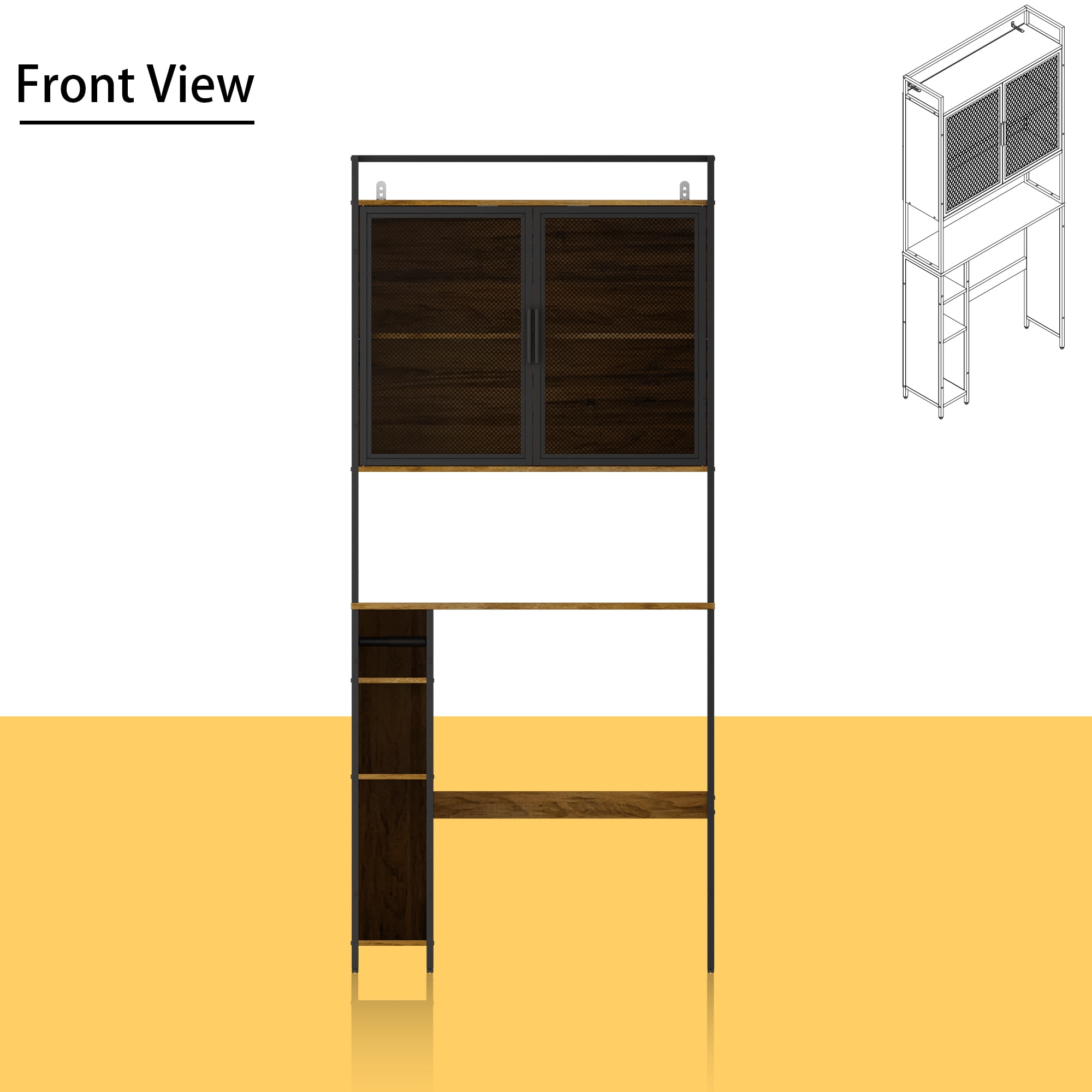 KULAGAGA Over The Toilet Storage Cabinet, Freestanding Bathroom Organizer Rack Space Saver, Brown