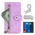 thumbnail image 3 of Nalacover Compatible with for iPhone 14 Wallet Case Crossbody, Zipper Leather Phone Case with RFID Blocking Card Holder Wrist Strap Present for Women For iPhone 14, Lightpurple, 3 of 10