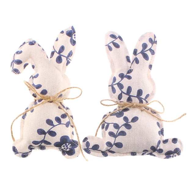 Figurita de conejo de Pascua de estilo porcelana azul y blanca adorno de conejo • Decoración navideña para mesa central • Decoración duradera para fiestas de Pascua