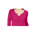 thumbnail image 2 of Karen Scott Women's 3/4-Sleeve Henley Shirt in Regular and Petite  Pink Size M, 2 of 3