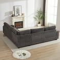 thumbnail image 4 of SEENYOO 110" L-Shape Corner Sofa - Corduroy Deep Seat with 2 Storage & USB/Type-C, Non-Modular Upholstered Couch for Living Room, 4 of 14